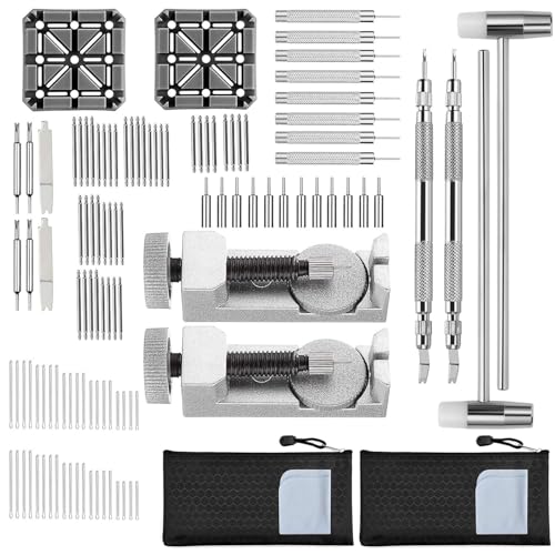 Serplex® 48-in-1 Professional Watch Repair Kit for Wrist Watches, Includes Spring Bar Tool, Upgraded Case Opener, Link Remover, Liftable Platform, Hammer, Cotter Pins & Storage Bags Serplex® 48-in-1 Professional Watch Repair Kit for Wrist Watches, Includes Spring Bar Tool, Upgraded Case Opener, Link Remover, Liftable Platform, Hammer, Cotter Pins & Storage Bags